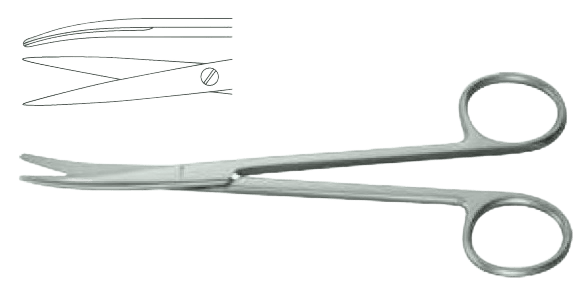 Ножиці операційні, зігнуті, гострокінцеві, звужені, Метценбаума, 180 мм Surgimax 04-265-18